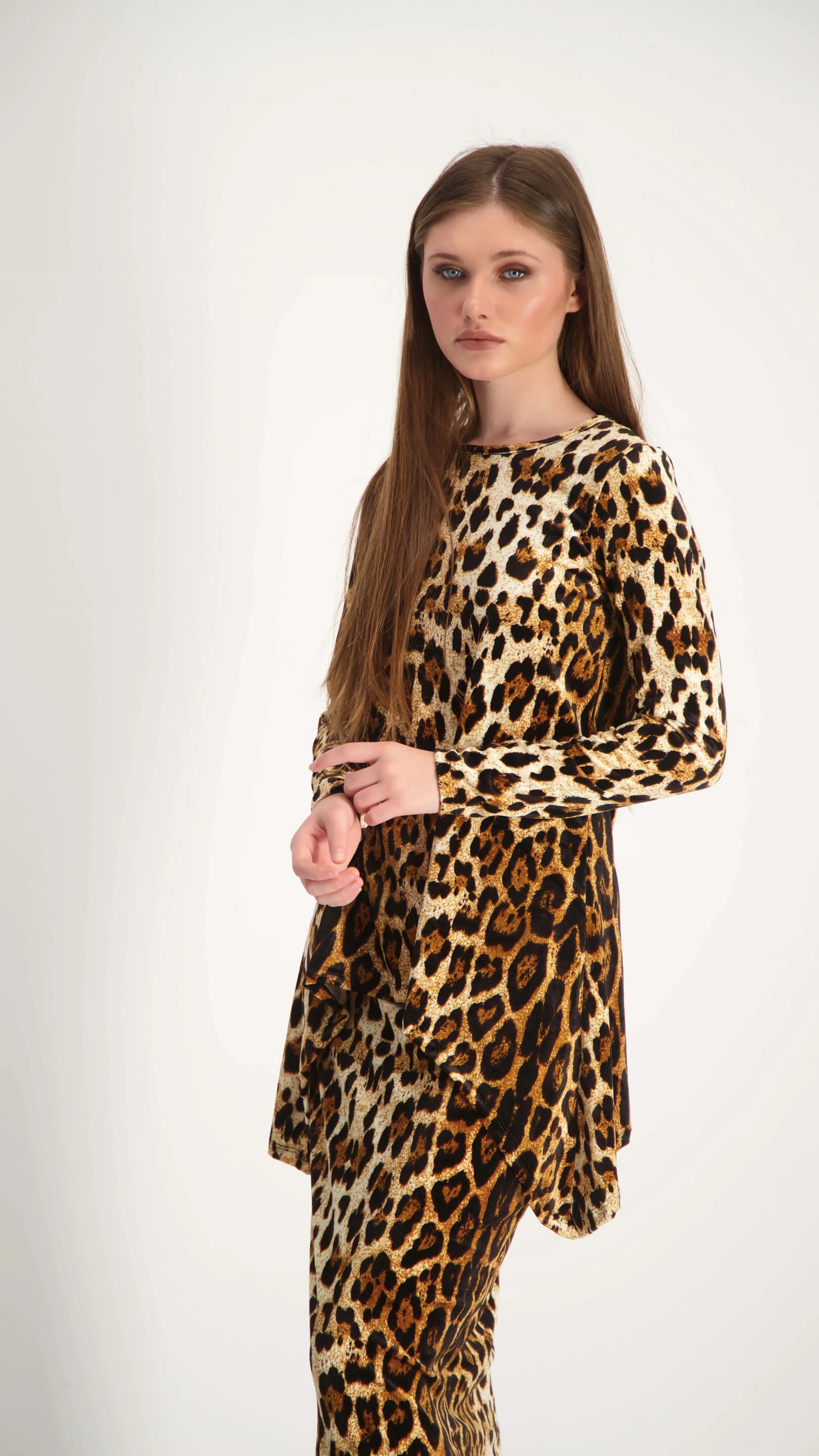 Asymmetric Velvet Set / Leopard