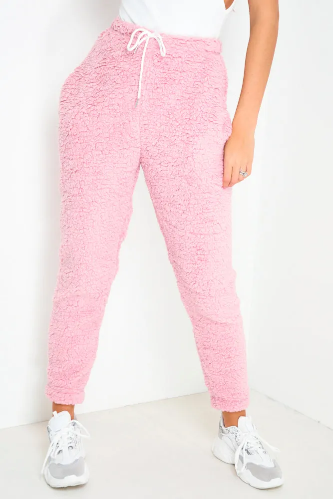 Athena Pink Teddy Fur Joggers