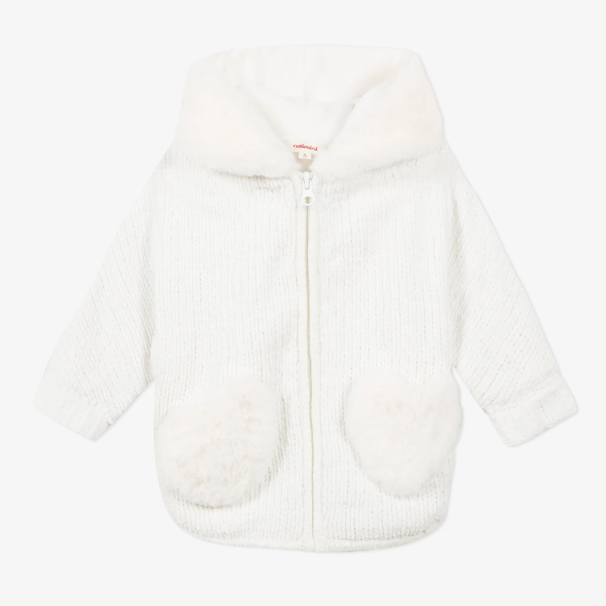 Baby girl faux fur knit coat with hood