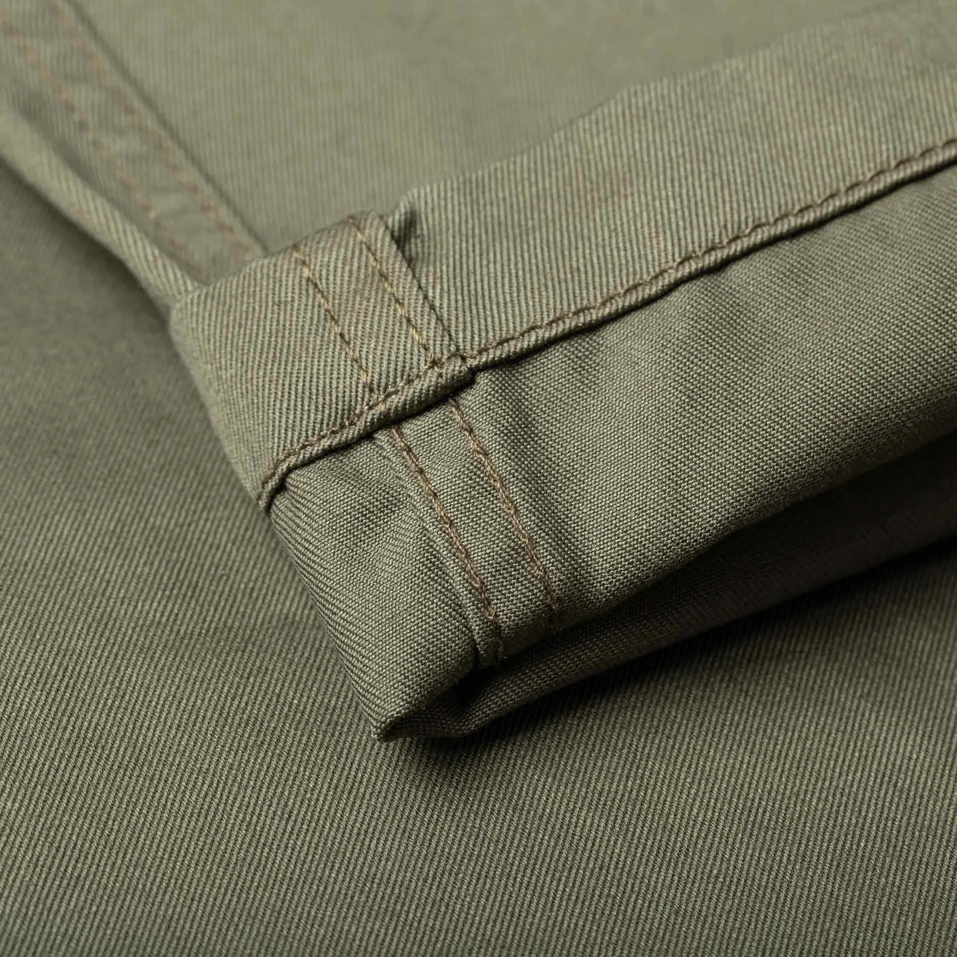 BC-04 RELAXED CHINO 8.5 oz. aged green sateen twill [CORE]