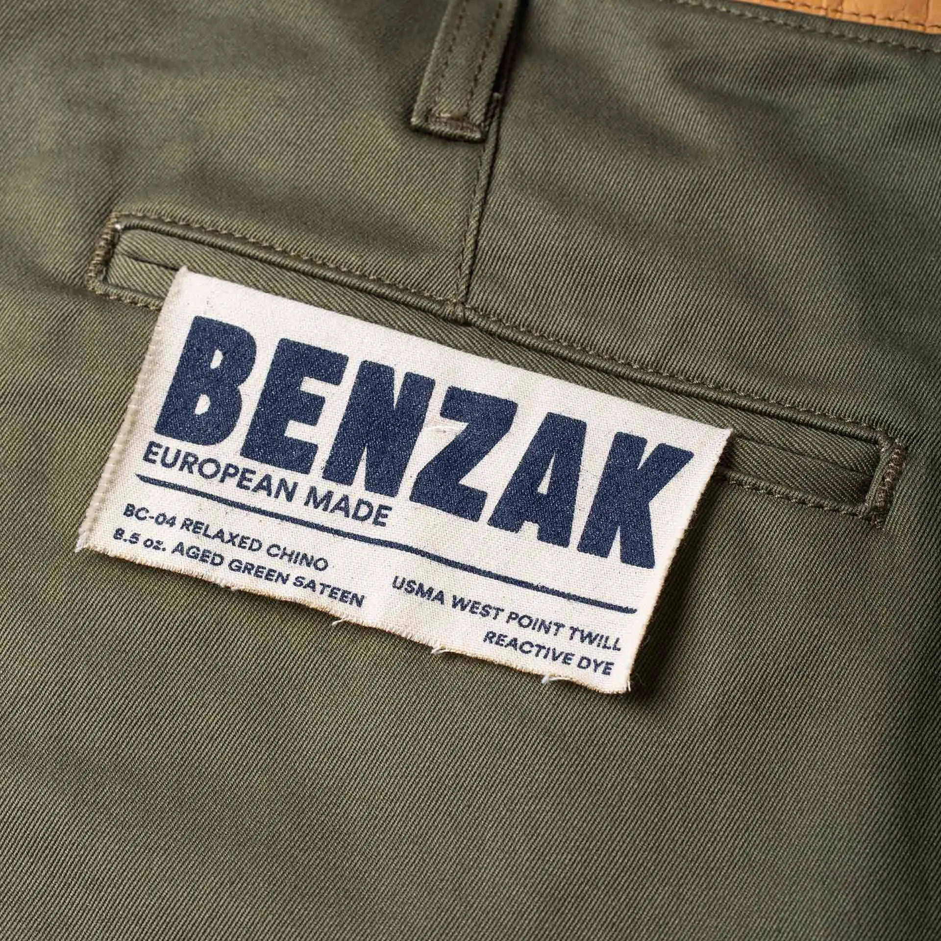 BC-04 RELAXED CHINO 8.5 oz. aged green sateen twill [CORE]