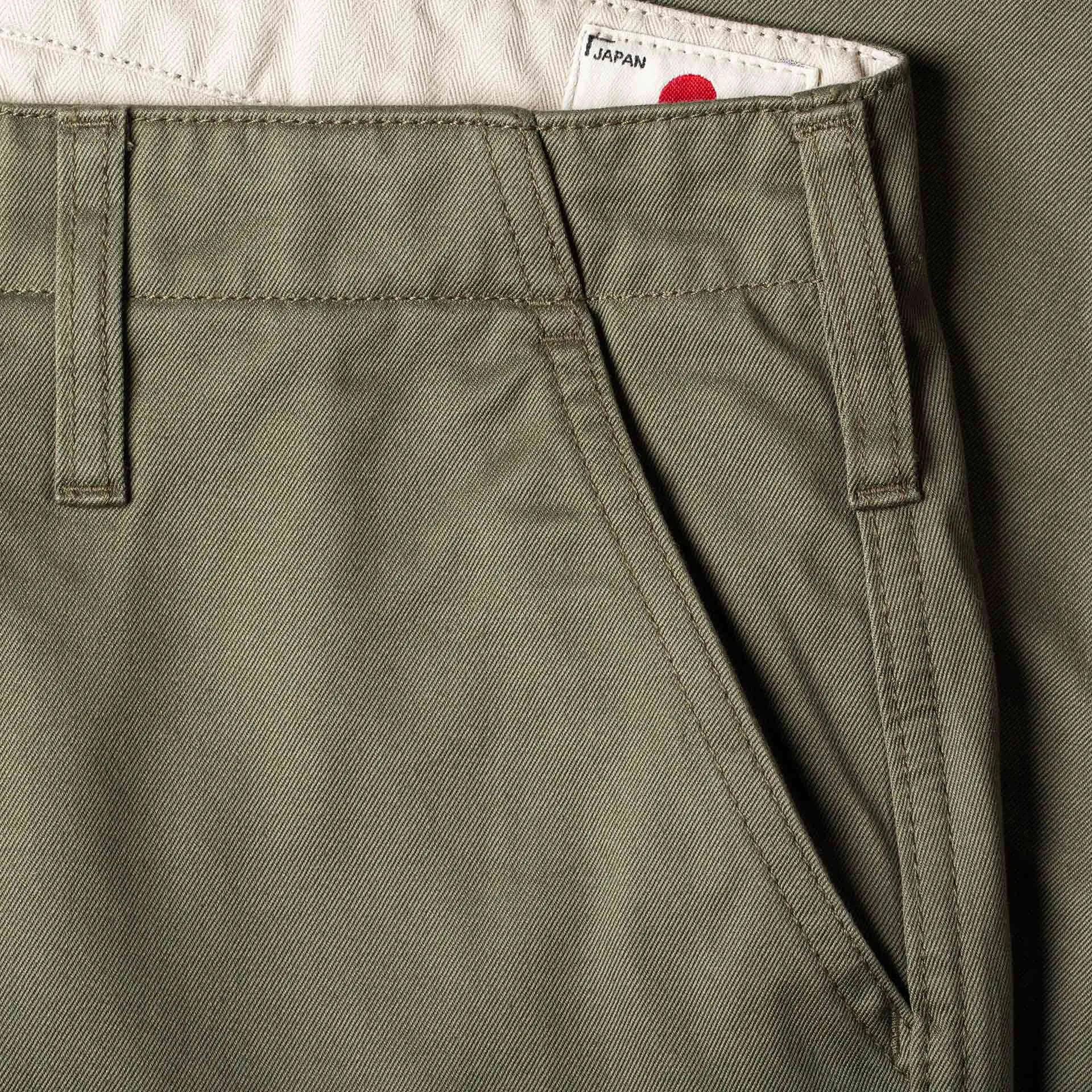 BC-04 RELAXED CHINO 8.5 oz. aged green sateen twill [CORE]