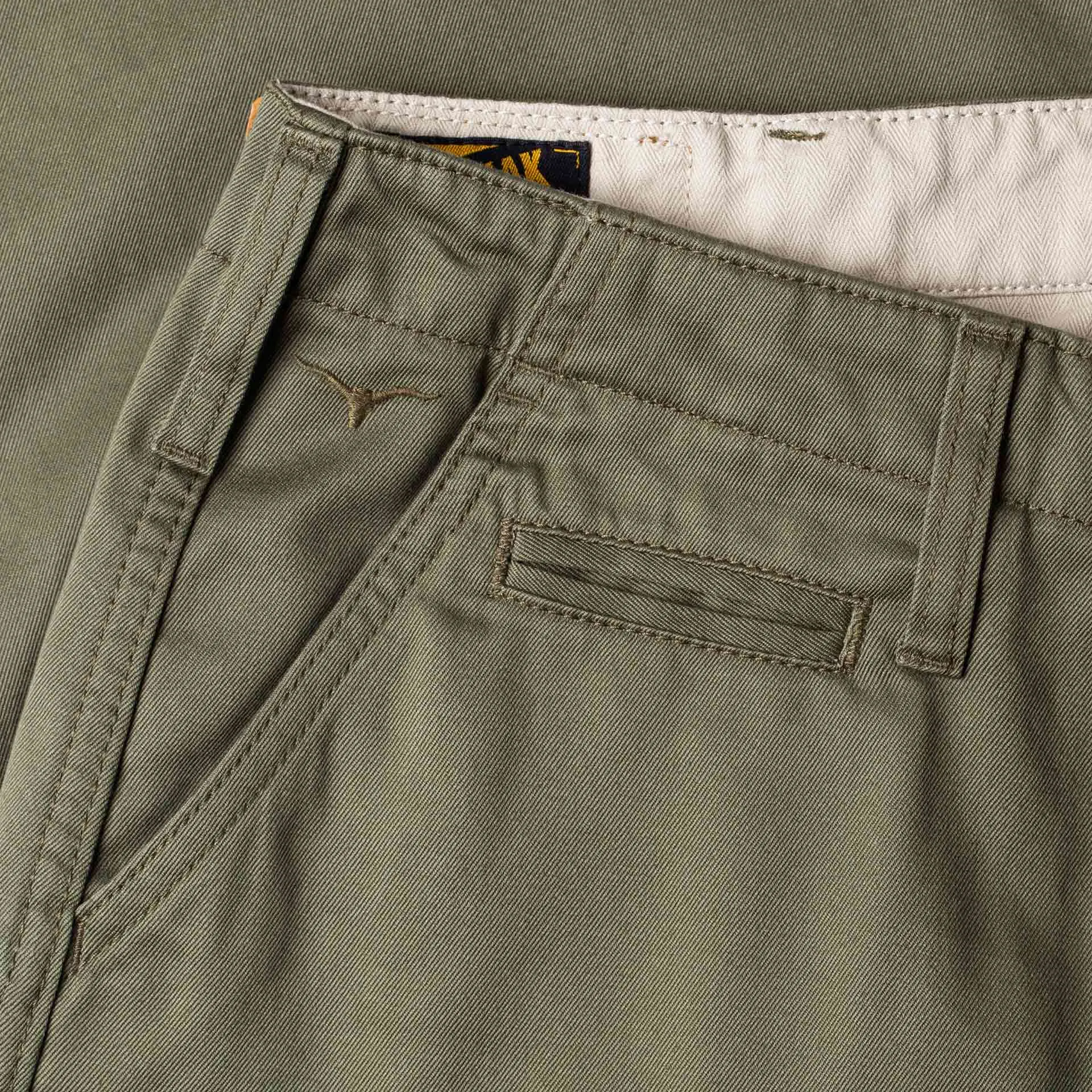 BC-04 RELAXED CHINO 8.5 oz. aged green sateen twill [CORE]