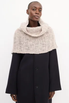 Beige Knit Ribbed Scarf