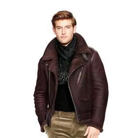 Best classic B3 vintage genuine Leather jacket thick sheepskin shearling coat for men