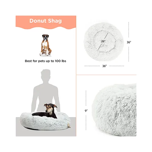 Best Friend's by Sheri - Calming Donut Dog Bed in Shag Fur