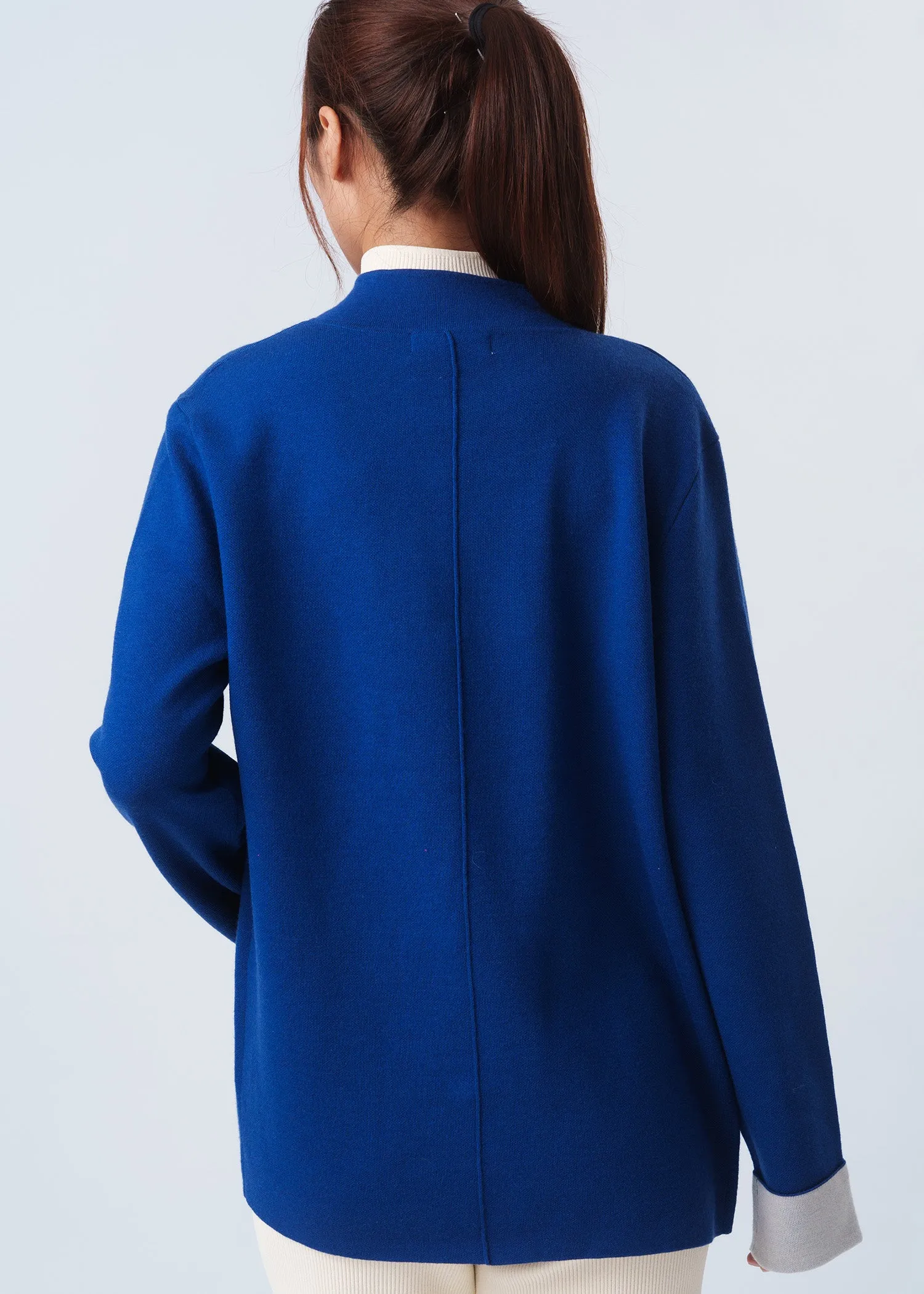 Bicolor Knitted Tang Jacket (Blue/ Off White)