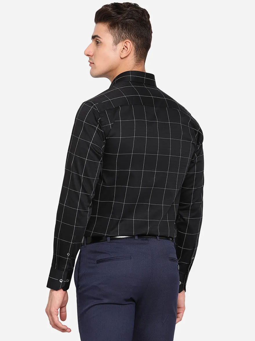 Black & White Checked Slim Fit Formal Shirt | JadeBlue