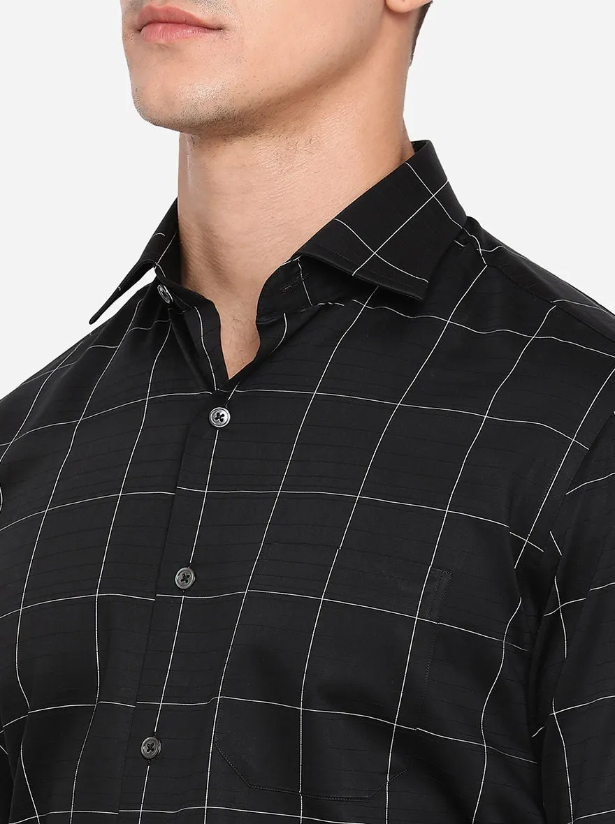 Black & White Checked Slim Fit Formal Shirt | JadeBlue