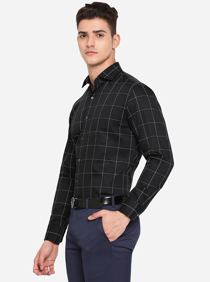 Black & White Checked Slim Fit Formal Shirt | JadeBlue