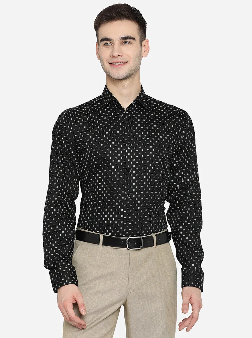 Black Printed Regular Fit Formal Shirt | JadeBlue