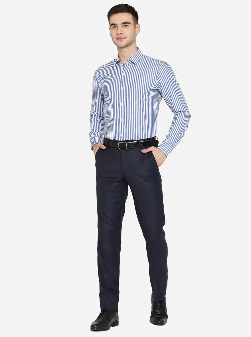 Blue & White Striped Slim Fit Formal Shirt | JadeBlue Youth