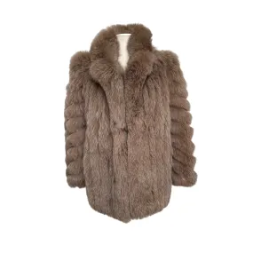 Blue Fox Fur Coat in Brown M