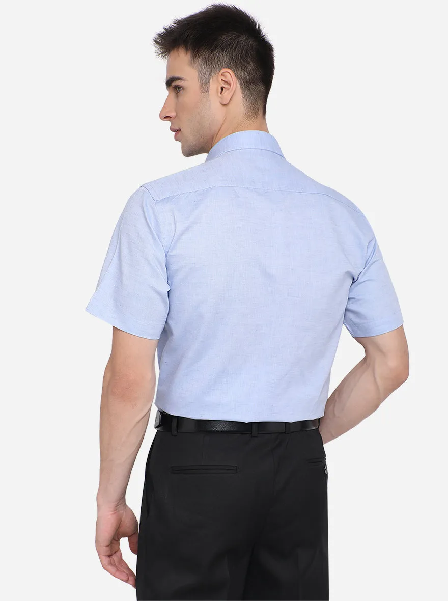 Blue Solid Regular Fit Formal Shirt | JadeBlue