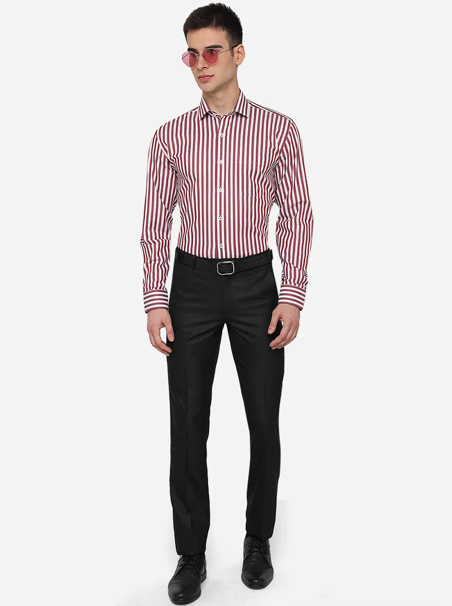 Brown & White Striped Regular Fit Formal Shirt | JadeBlue