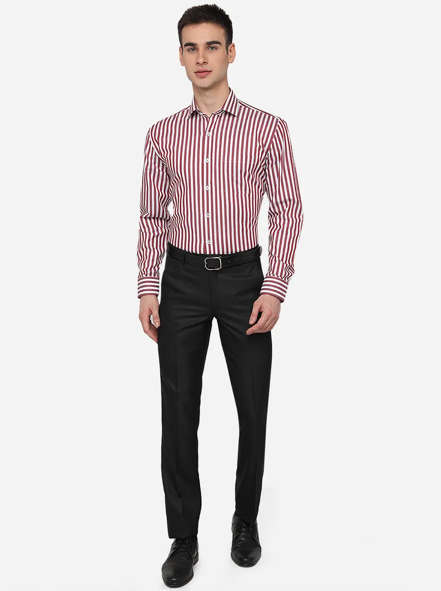 Brown & White Striped Regular Fit Formal Shirt | JadeBlue