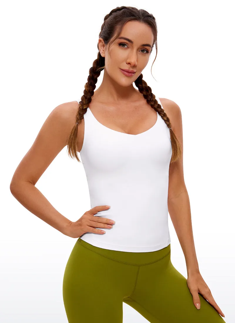 Butterluxe Waist-Length Built-in Bra Tank V Neck