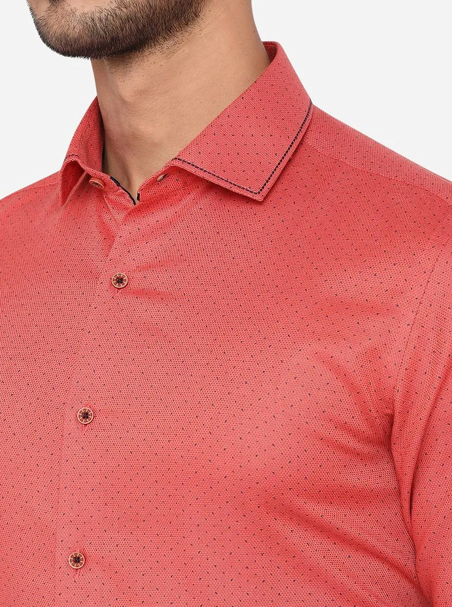 Carrot Red Solid Slim Fit Party Wear Shirt | JB Studio