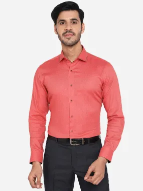 Carrot Red Solid Slim Fit Party Wear Shirt | JB Studio