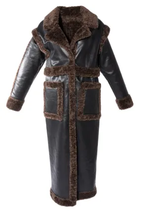 DETACH-LAUDER FAUX FUR LEATHER COAT