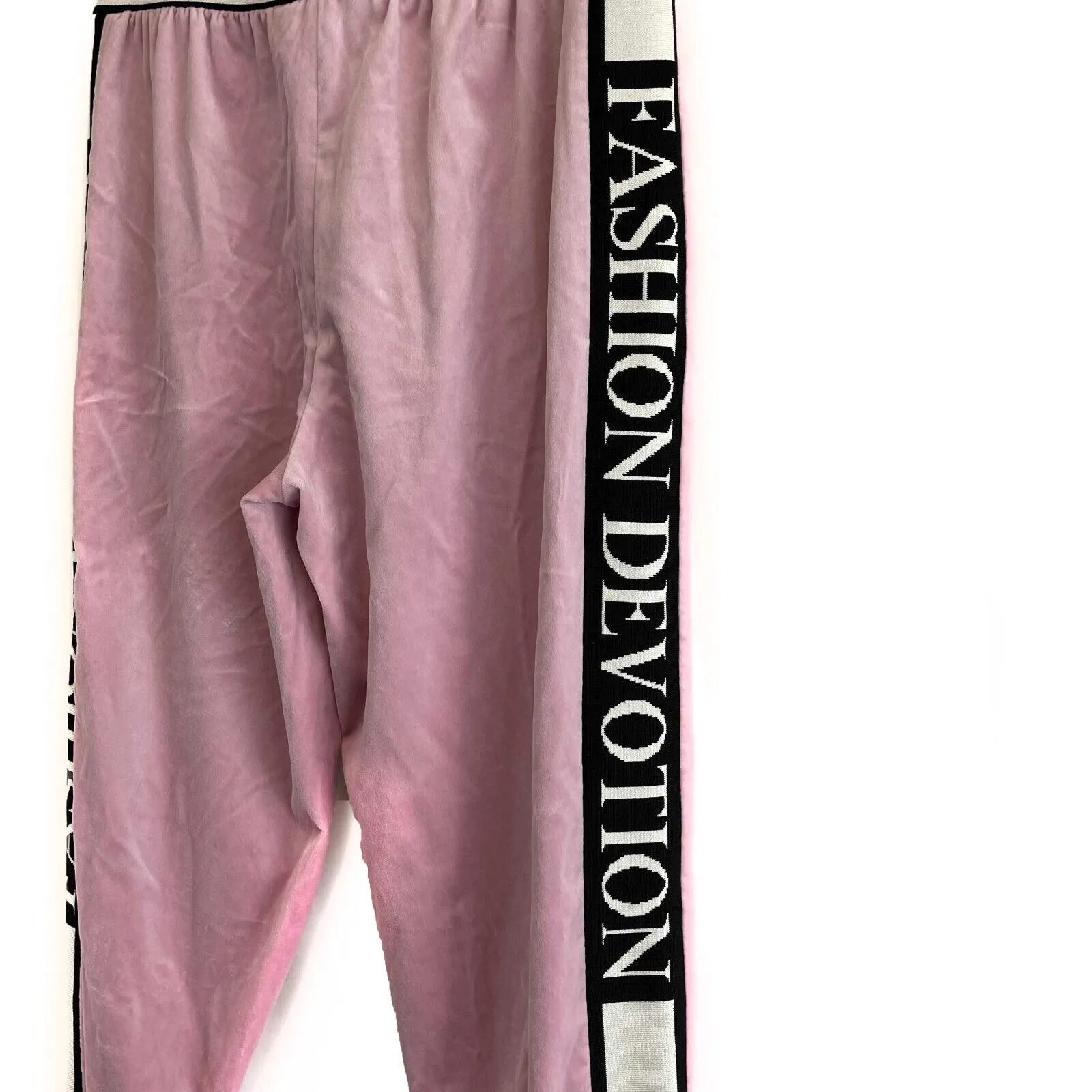 Dolce & Gabbana Queen Of My Life Fashion Devotion Velvet Sweatpants Pink Black 40/US 6