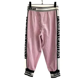 Dolce & Gabbana Queen Of My Life Fashion Devotion Velvet Sweatpants Pink Black 40/US 6