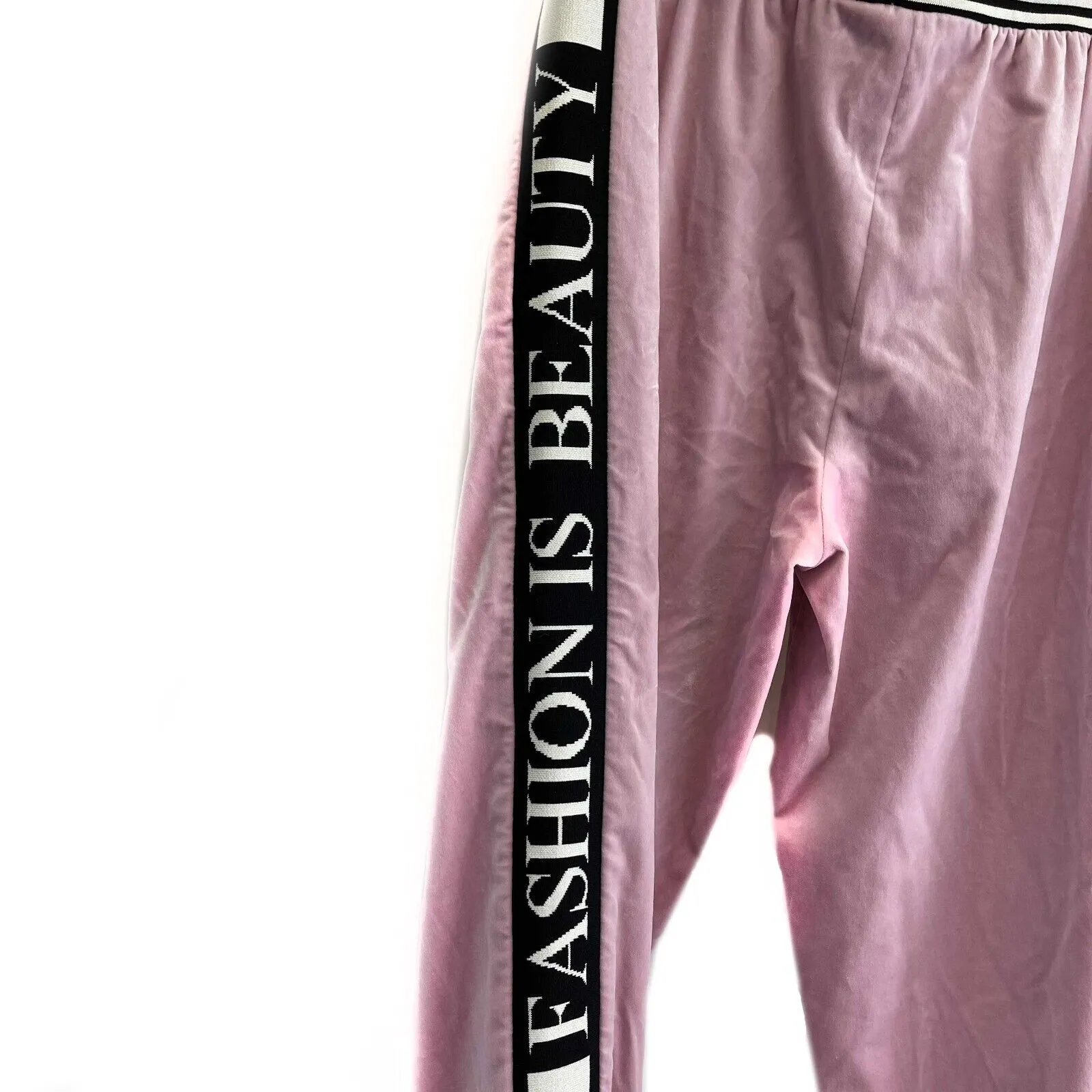 Dolce & Gabbana Queen Of My Life Fashion Devotion Velvet Sweatpants Pink Black 40/US 6