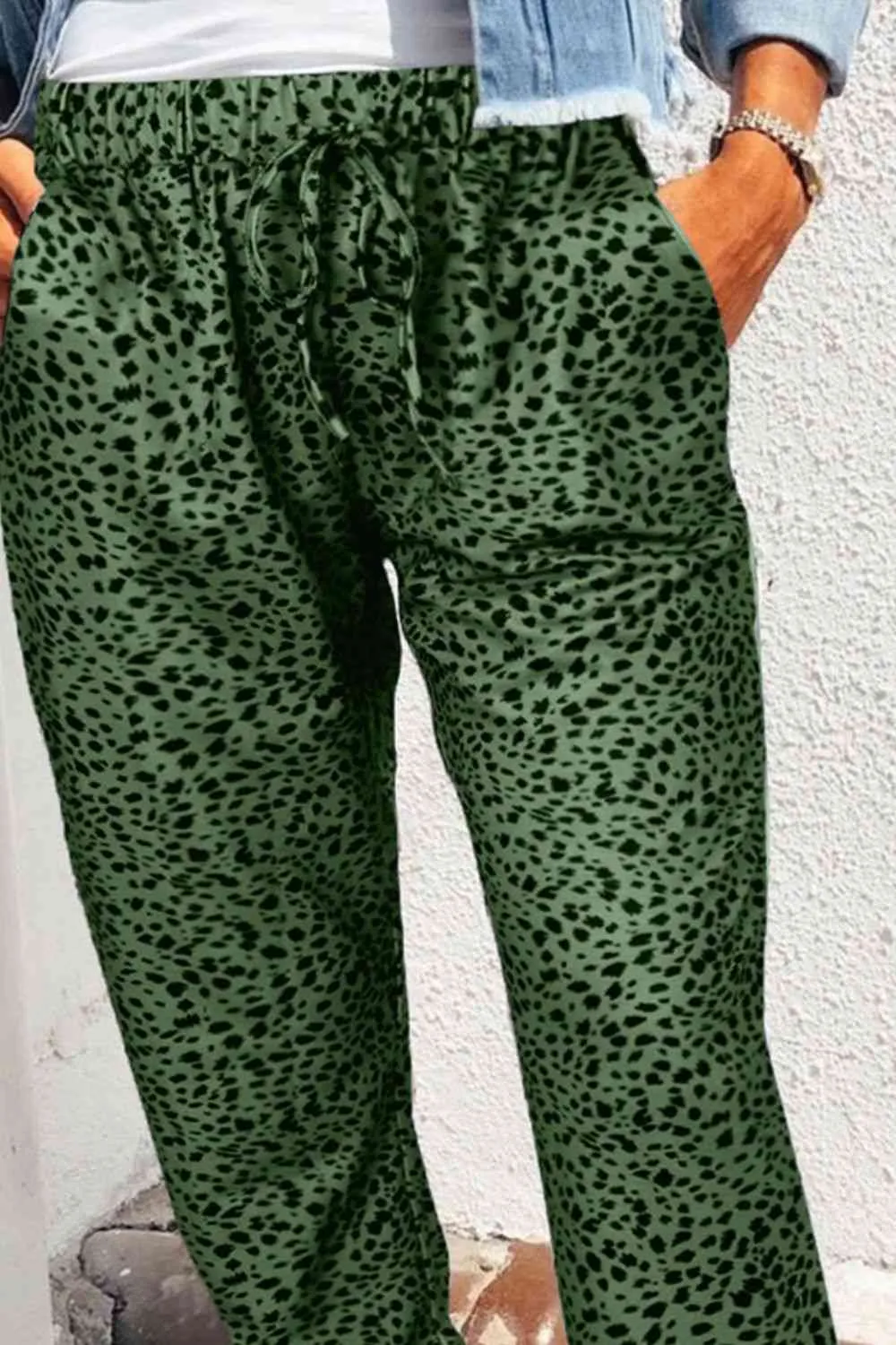 Double Take Leopard Print Joggers with Pockets