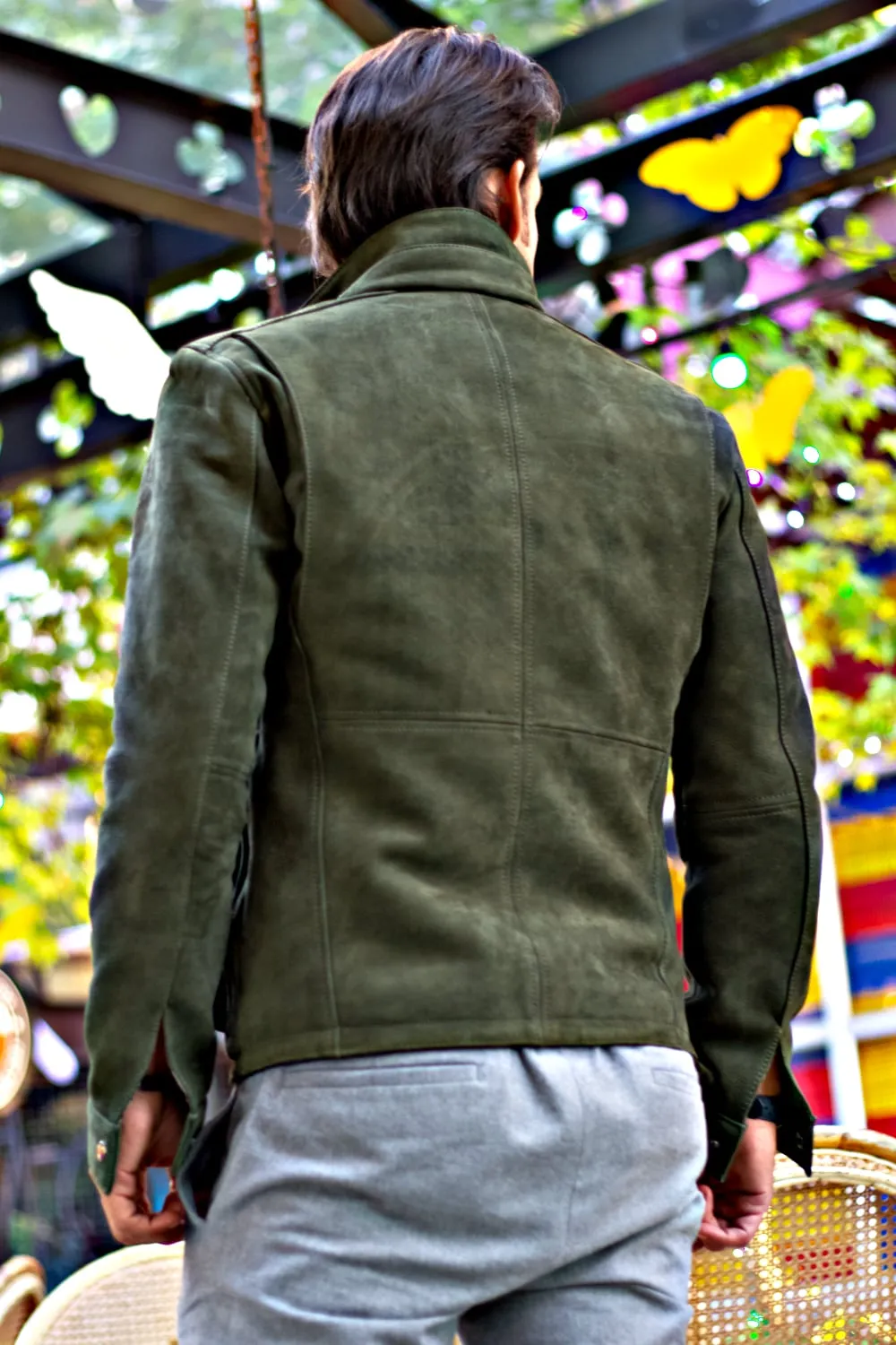 FIELD FR SH Leather Jacket Dark Green  - Nubuck Suede - Short-Length