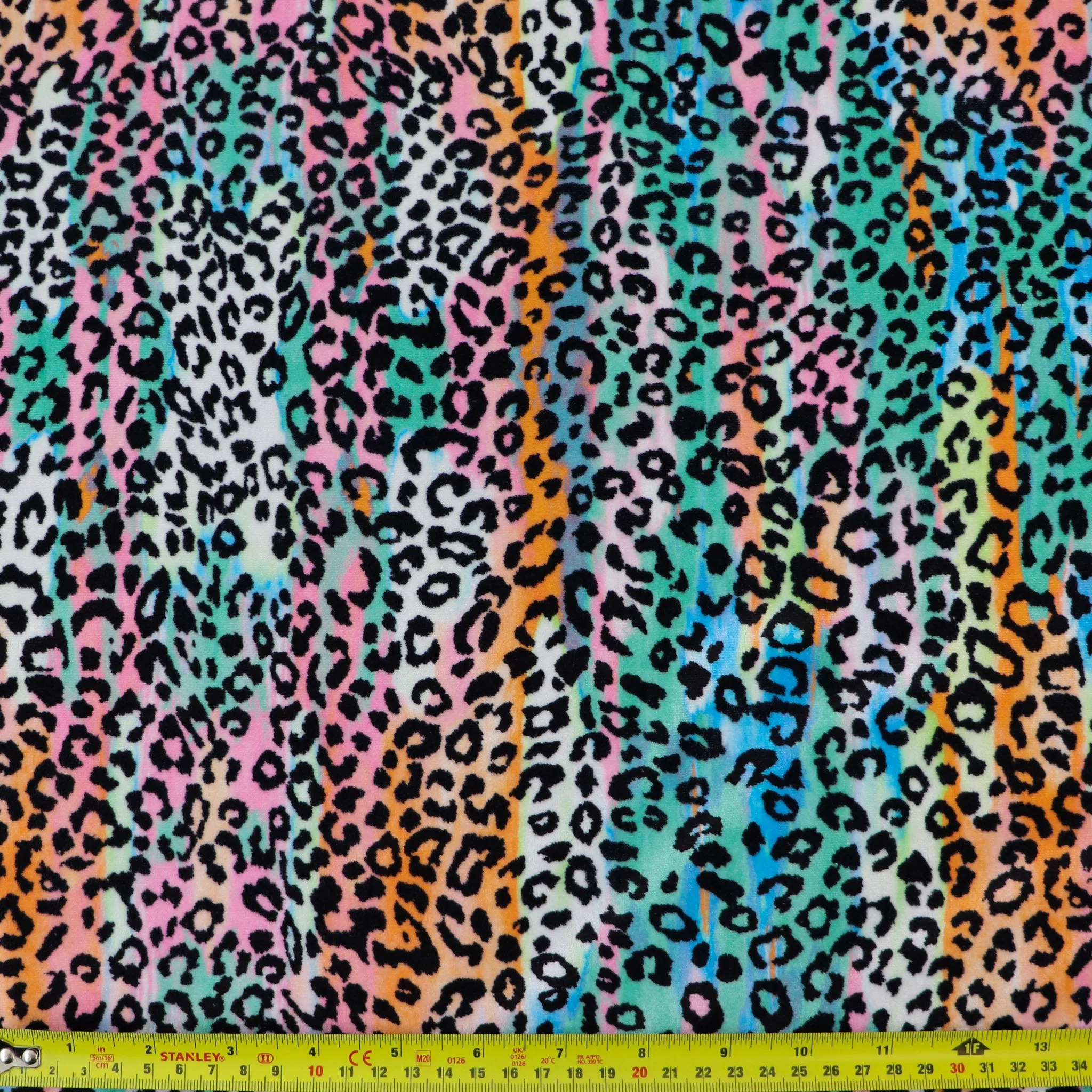 FS1128 Colour Burst Leopard Velvet Stretch Knit Fabric