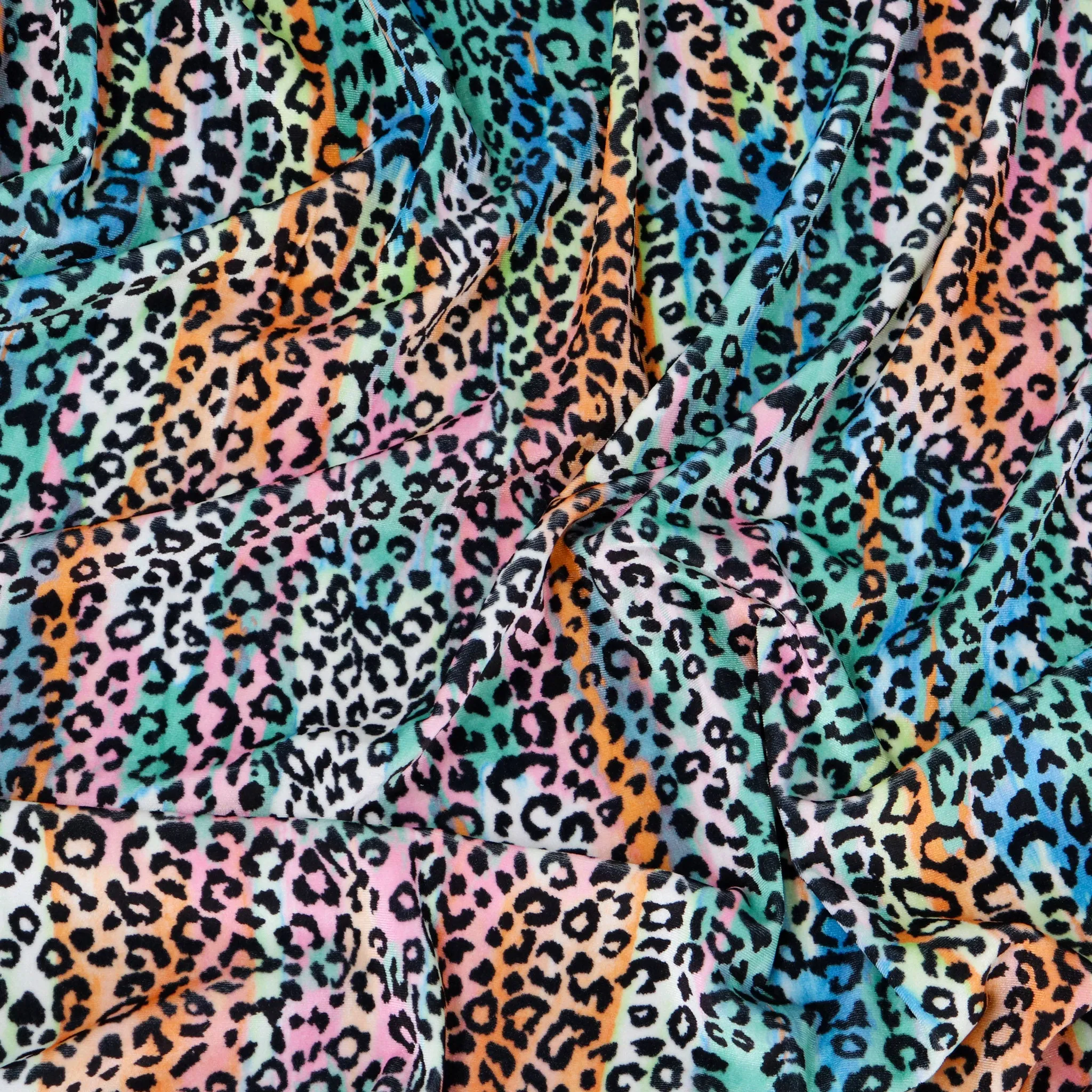 FS1128 Colour Burst Leopard Velvet Stretch Knit Fabric