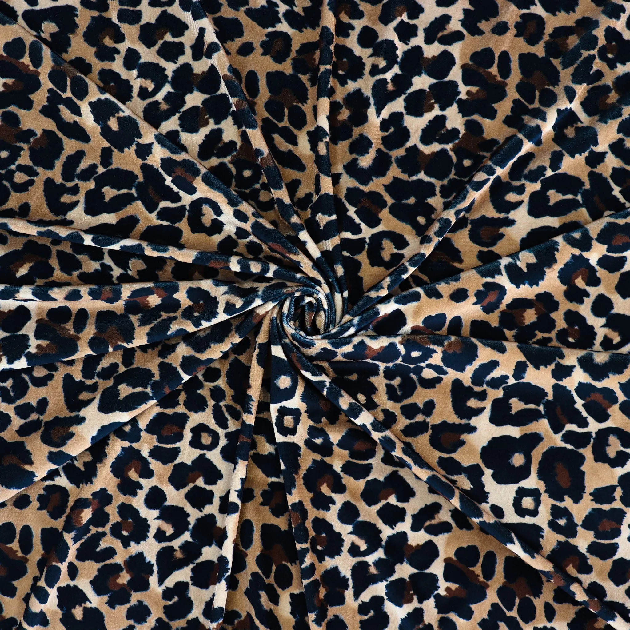 FS1129 Brown Mix Leopard Spots Velvet Stretch Knit Fabric