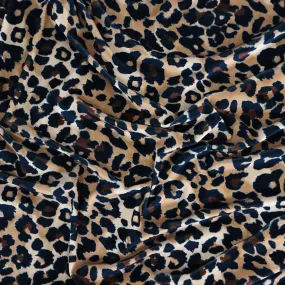 FS1129 Brown Mix Leopard Spots Velvet Stretch Knit Fabric