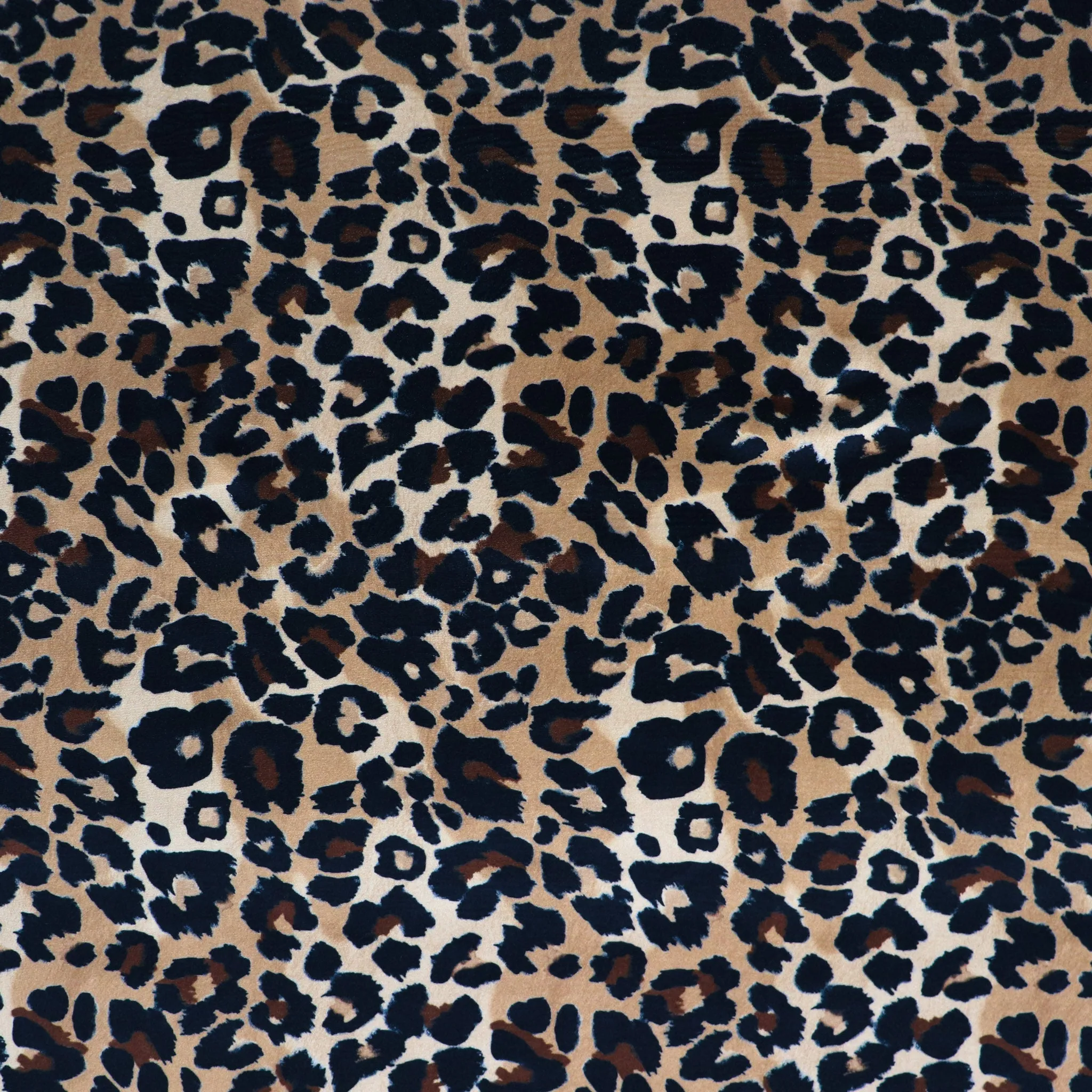 FS1129 Brown Mix Leopard Spots Velvet Stretch Knit Fabric