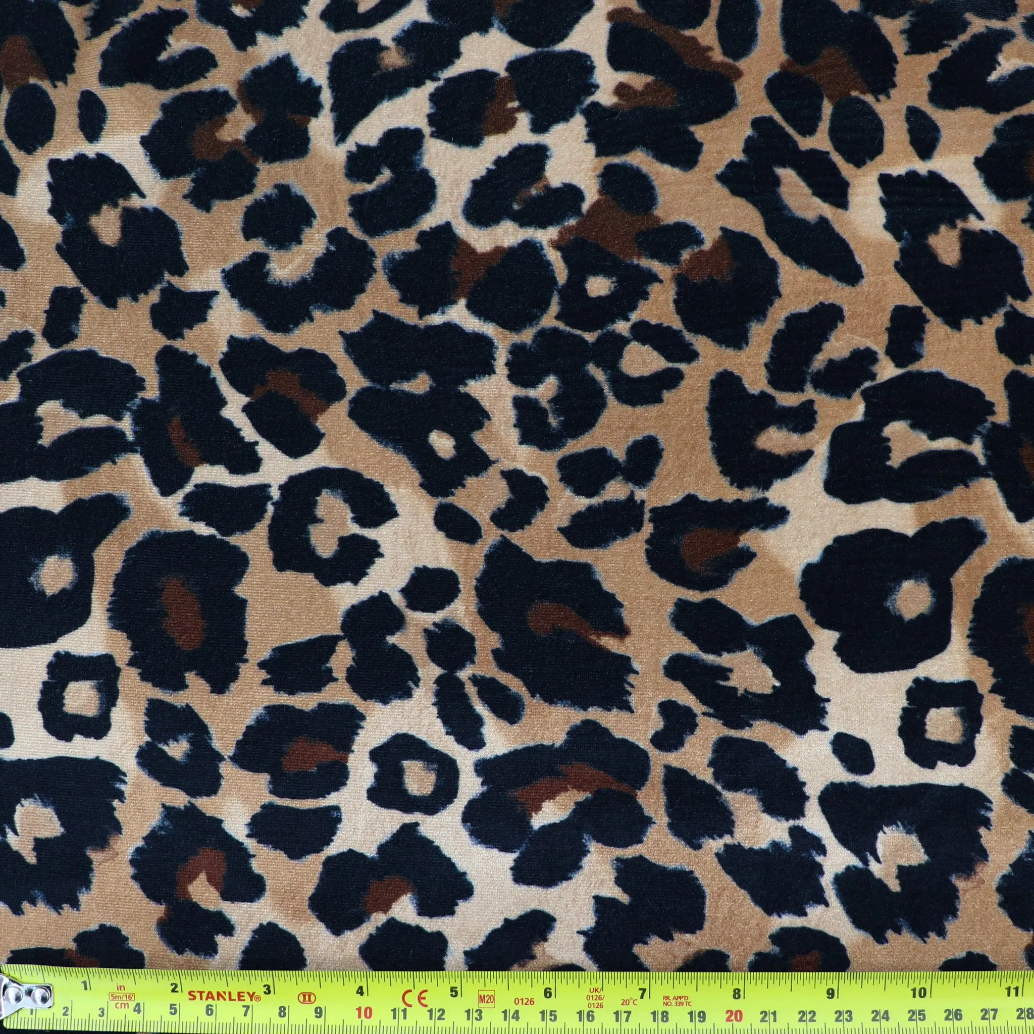 FS1129 Brown Mix Leopard Spots Velvet Stretch Knit Fabric