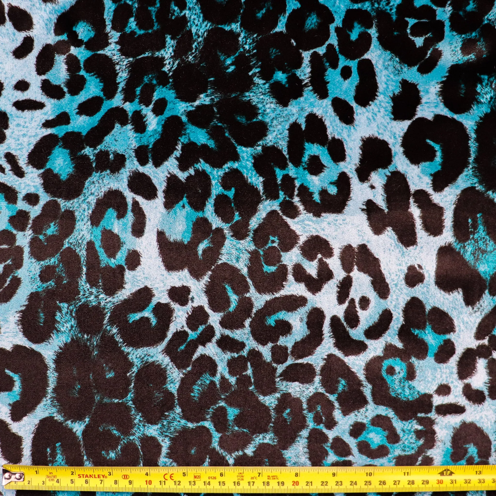 FS1131 Teal Leopard Velvet Stretch Knit Fabric