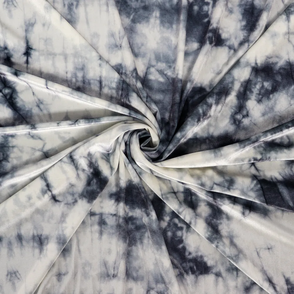 FS1140 Tie Dye Grey Velvet Fabric