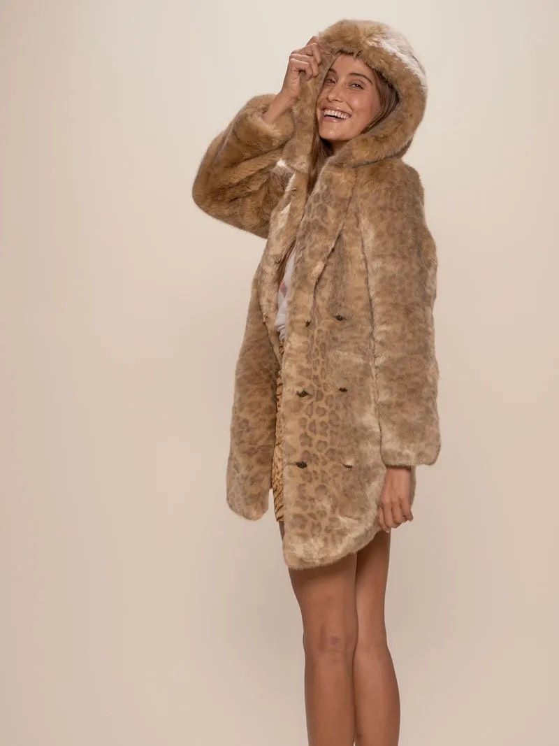 Hooded African Golden Cat Luxe Faux Fur Coat