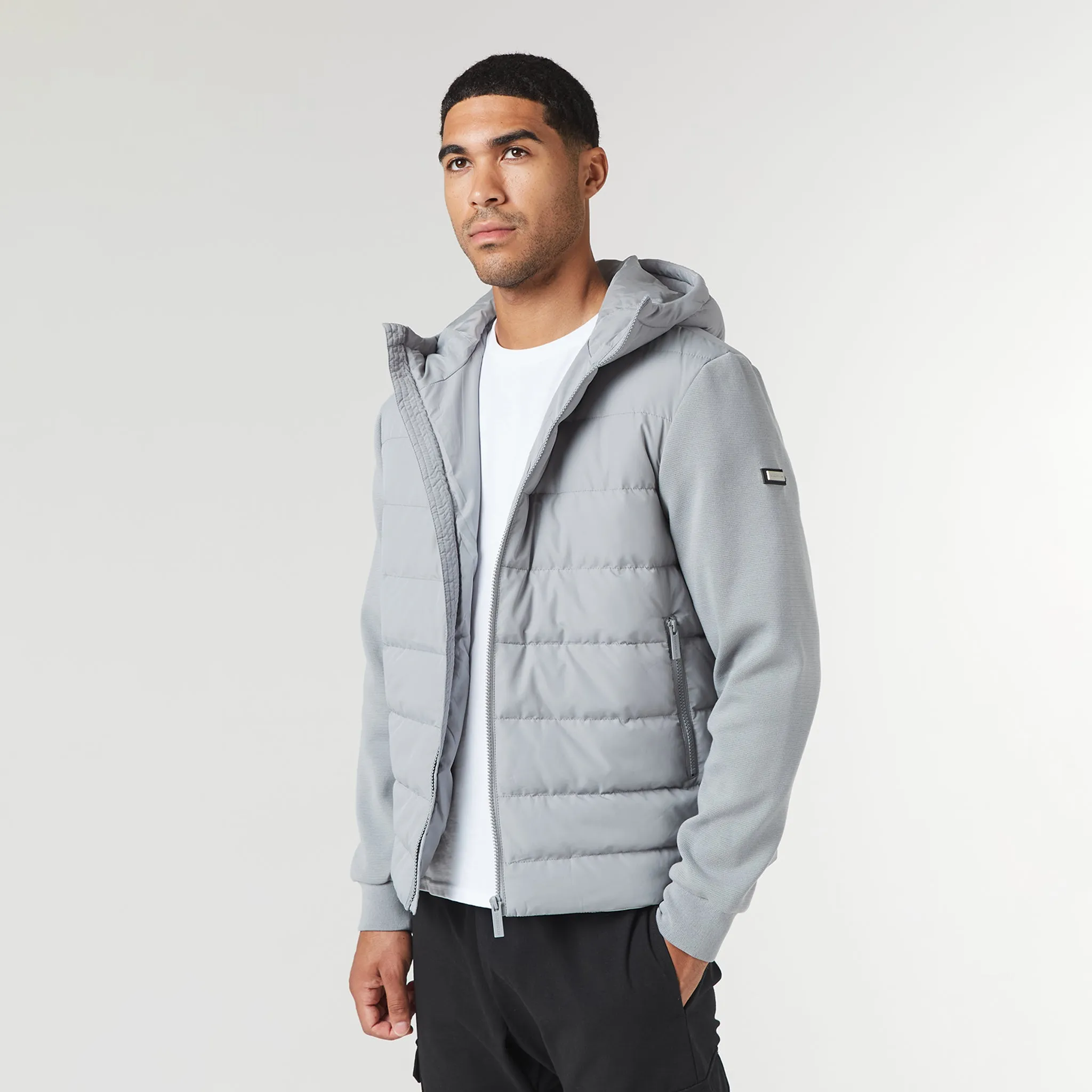 Hooded Hybrid Jacket | Ice Grey