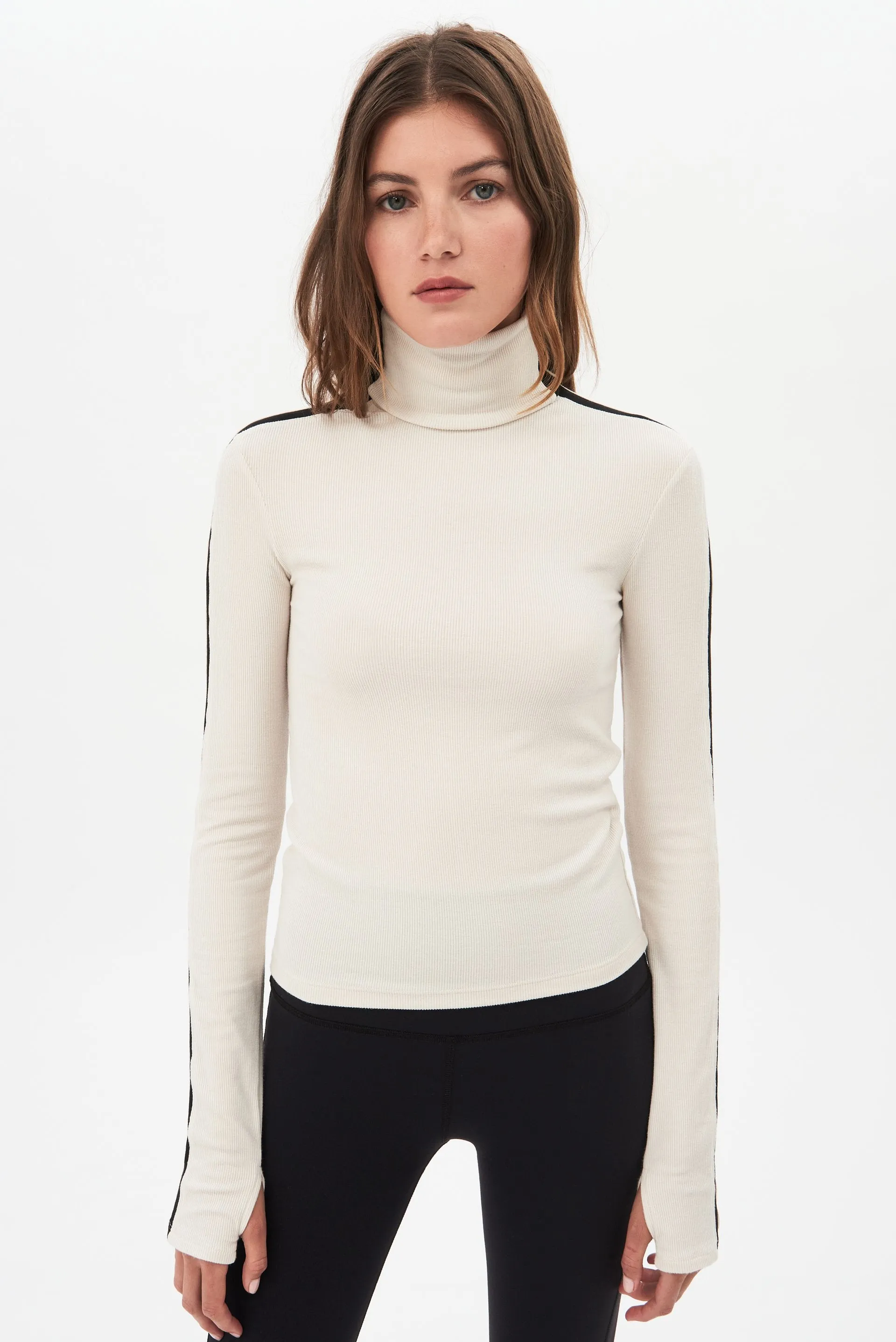 Jackson Rib Turtleneck, Vintage White/Black