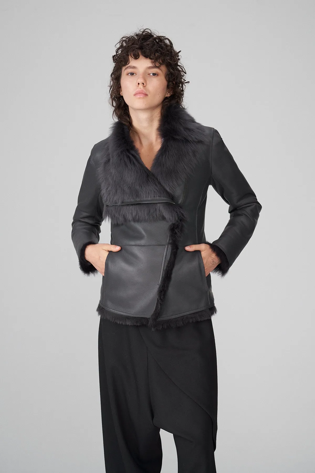 June - Anthracite Shearling Jacket