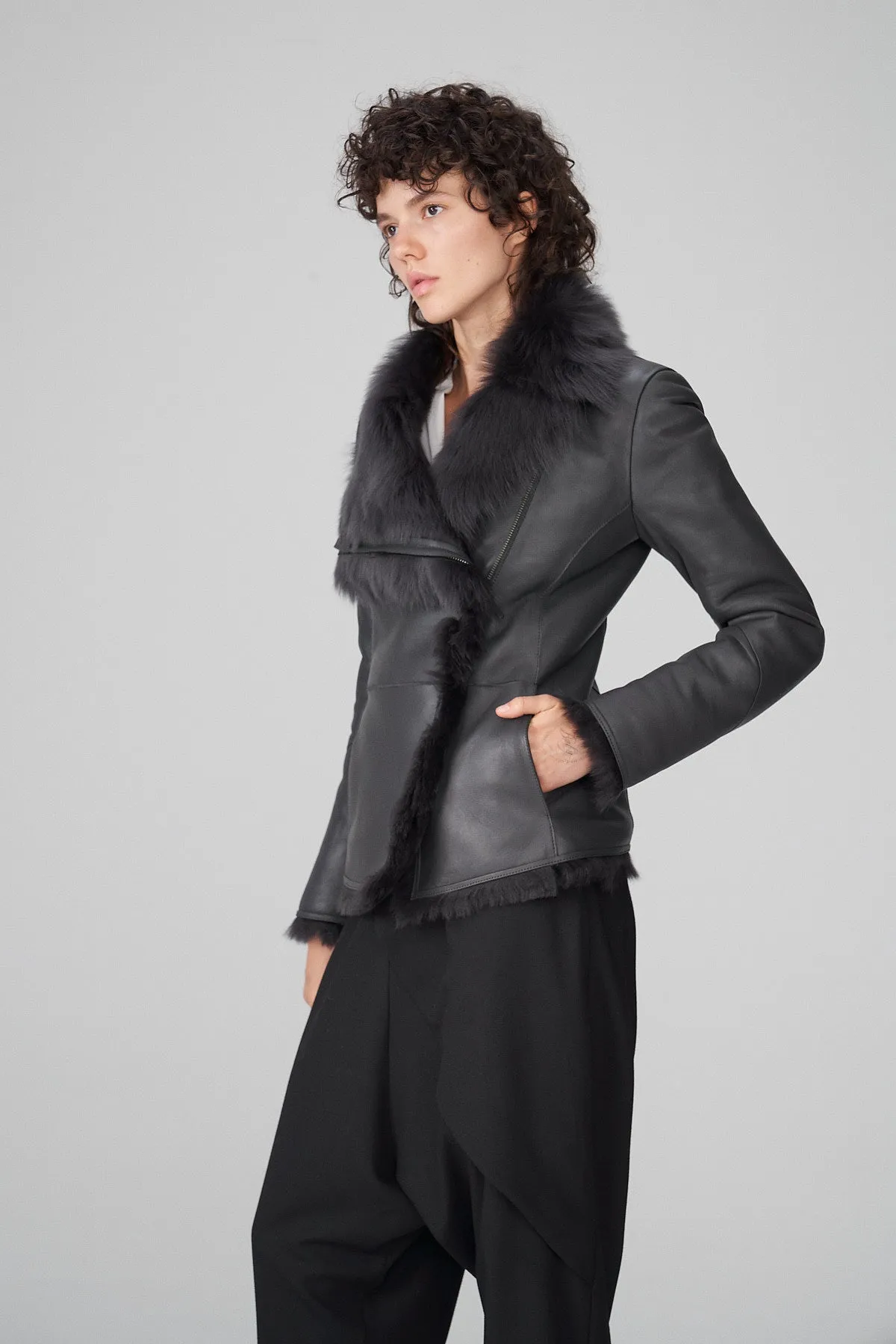 June - Anthracite Shearling Jacket