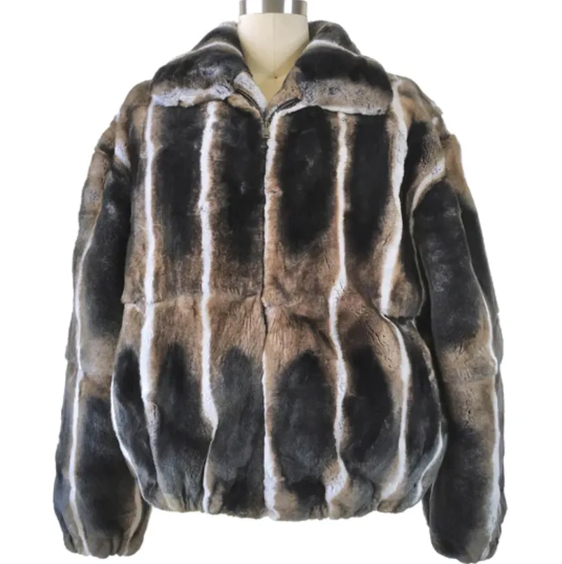 Kashani Brown Rex Chinchilla Fur Coat