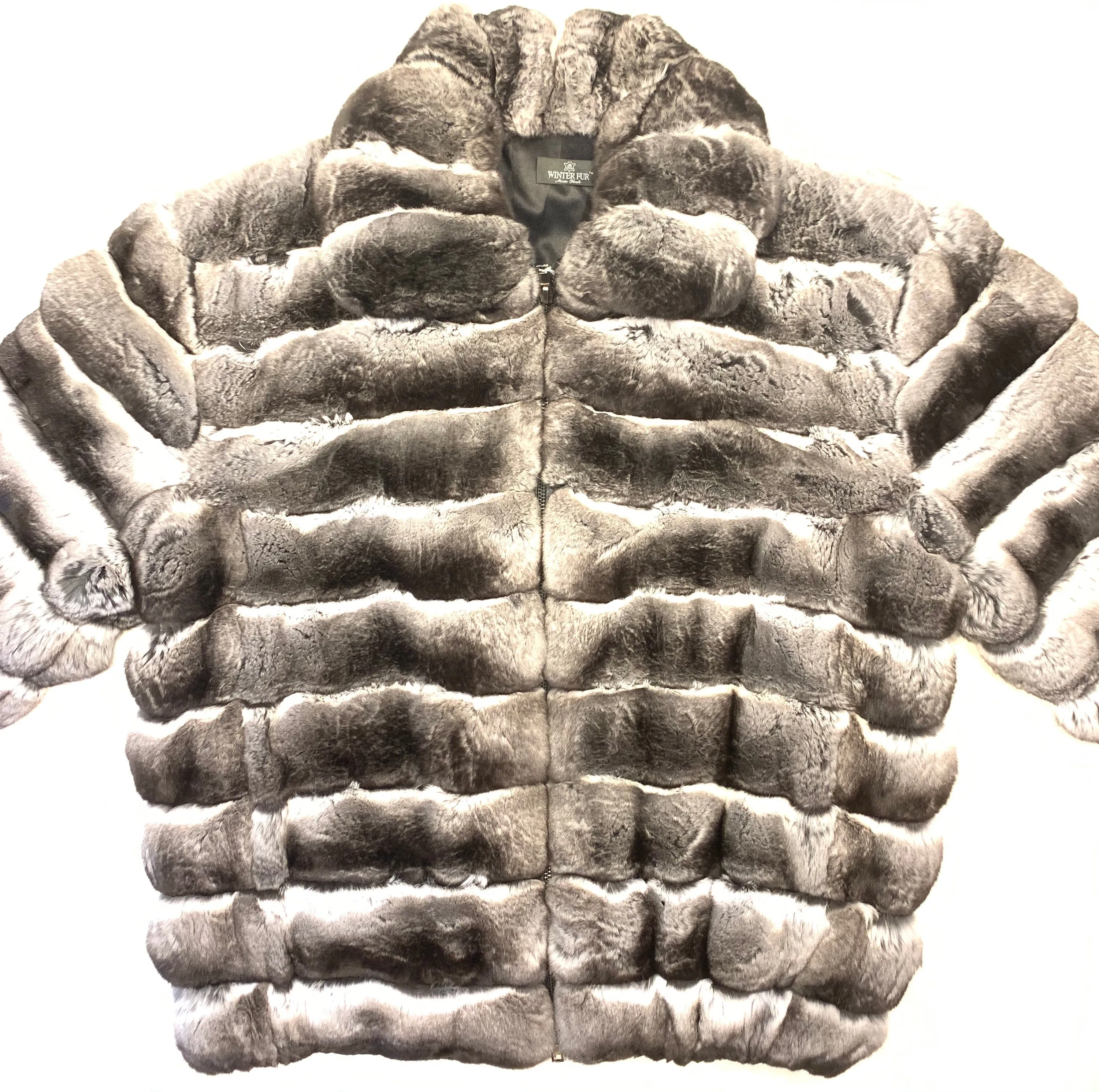 Kashani Men's Full Skin Chinchilla Bomber Fur Coat