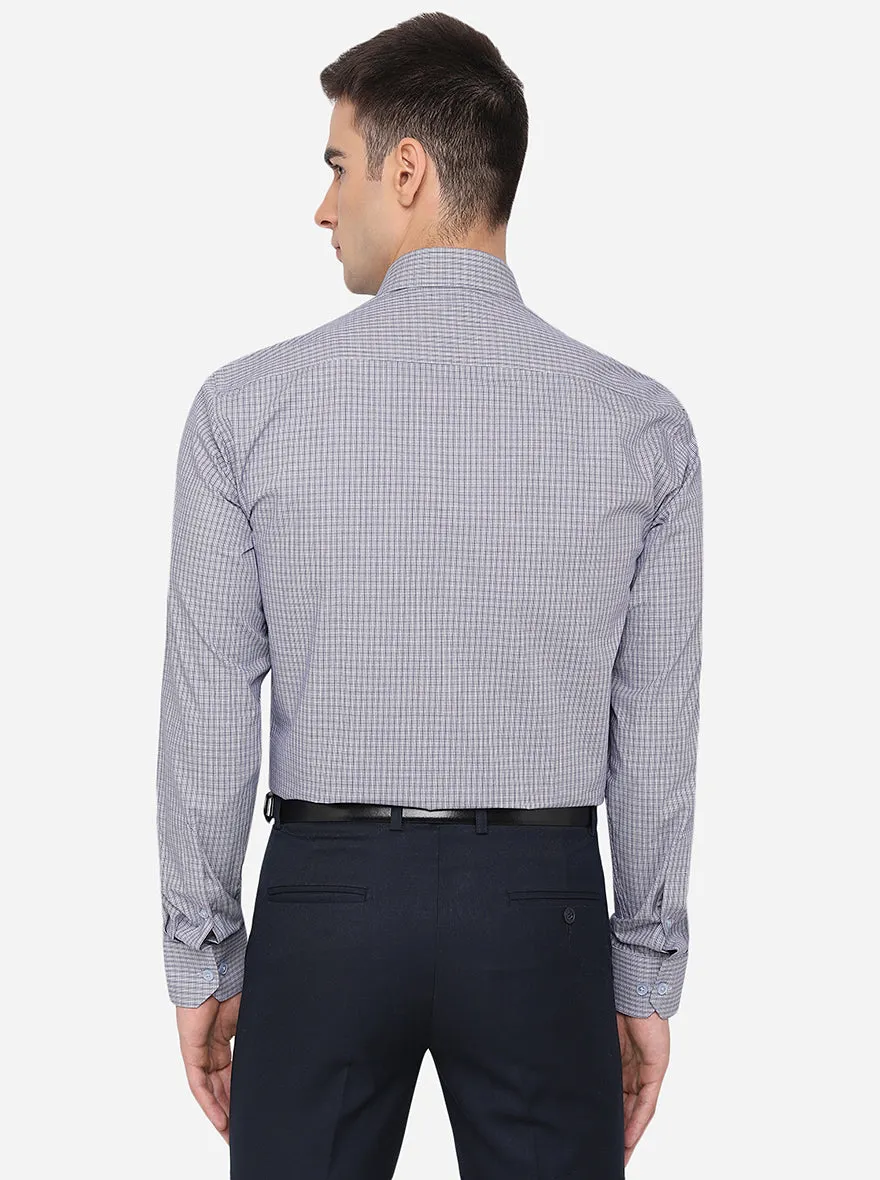 Light Blue Checked Regular Fit Formal Shirt | JadeBlue