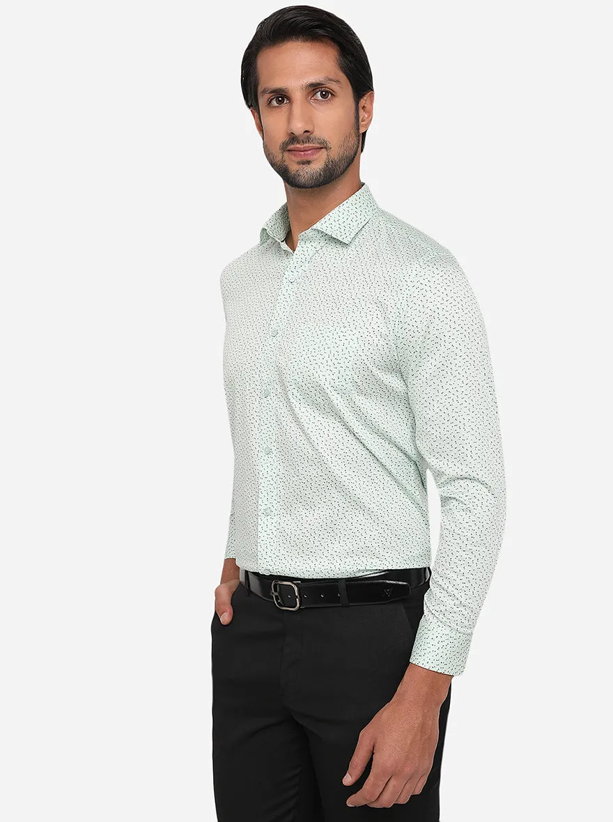 Light Green Printed Slim Fit Formal Shirt | Greenfibre