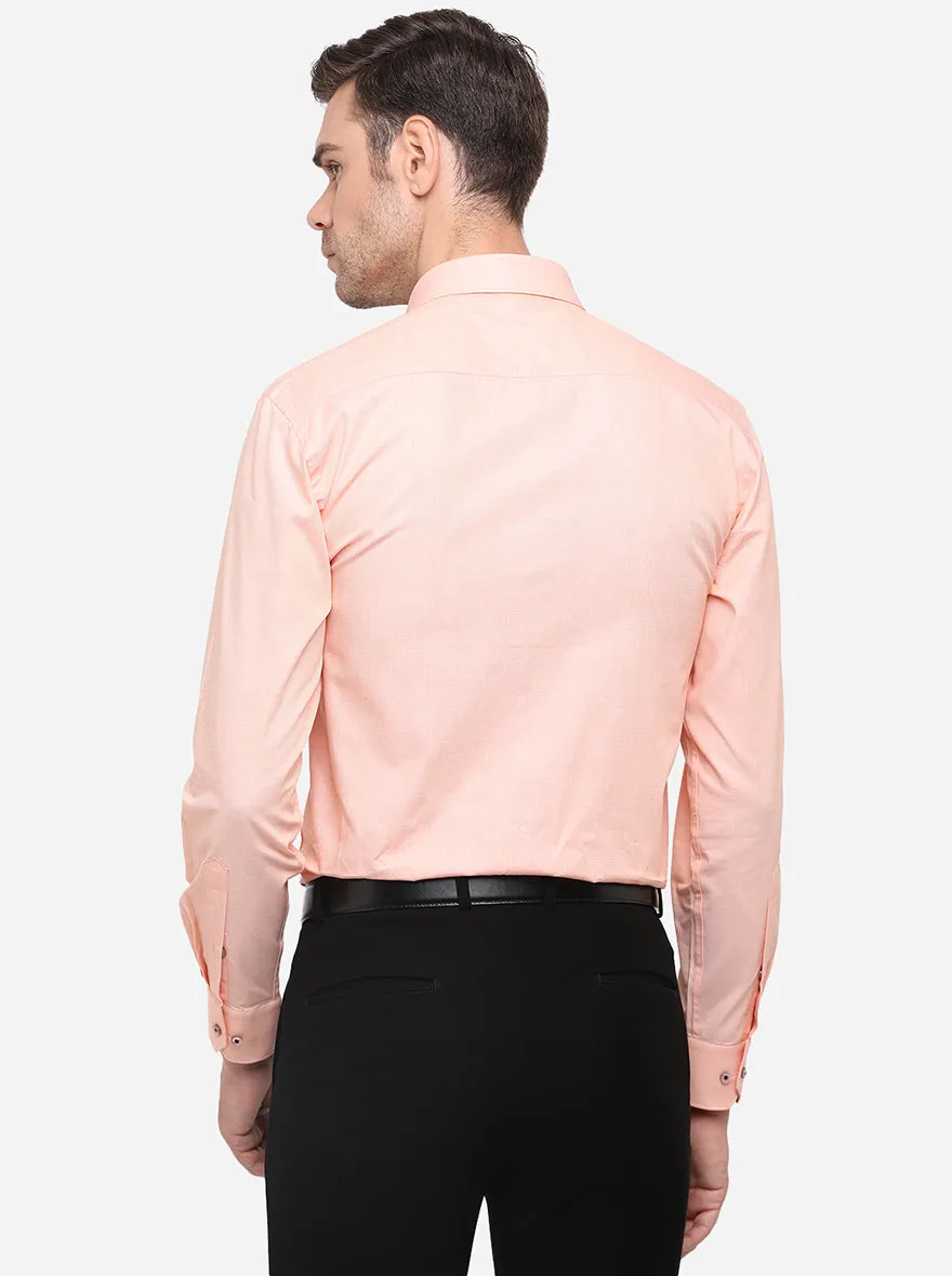 Light Orange Solid Regular Fit Formal Shirt | Greenfibre