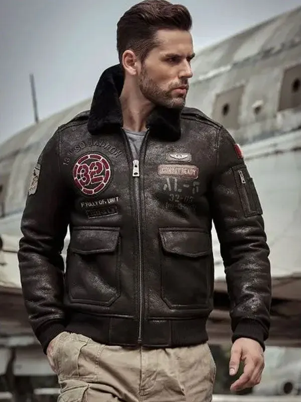 Mens Airforce Flight Coat Embroidered Jacket