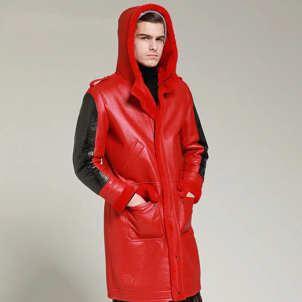 Men's B3 Shearling Jacket long Coat Men's shearling coat