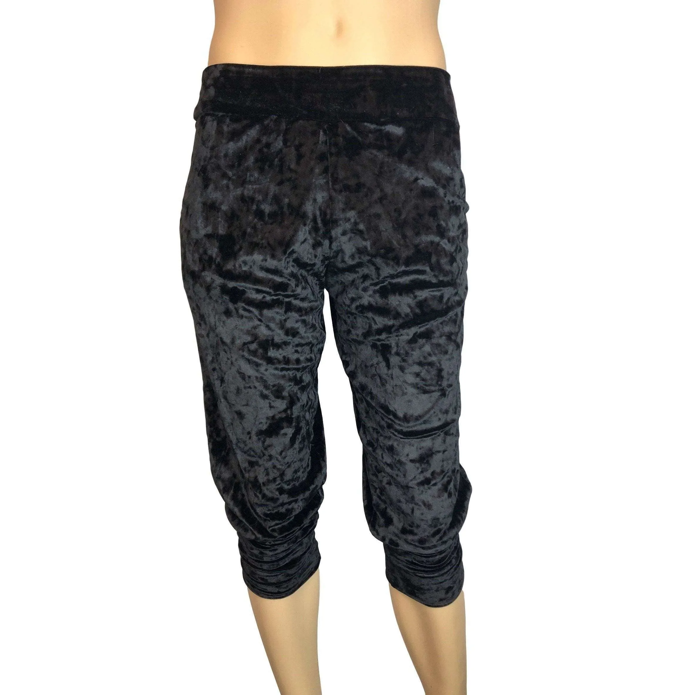 Men's Black Crushed Velvet Joggers w/ Pockets